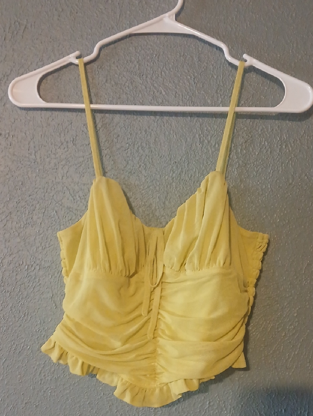 meraki Yellow Ruched Spaghetti-Strap Camisole Top